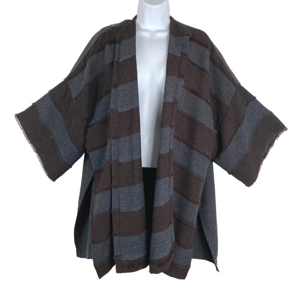 IC By Connie K Open Cardigan Kimono Small Oversized Lagenlook Striped